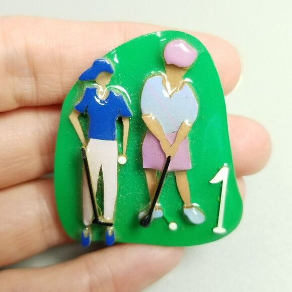 Vintage Woman Pins by Lucinda Golf Them Brooch, Golfer Golfing Lapel Pin - Picture 7 of 7